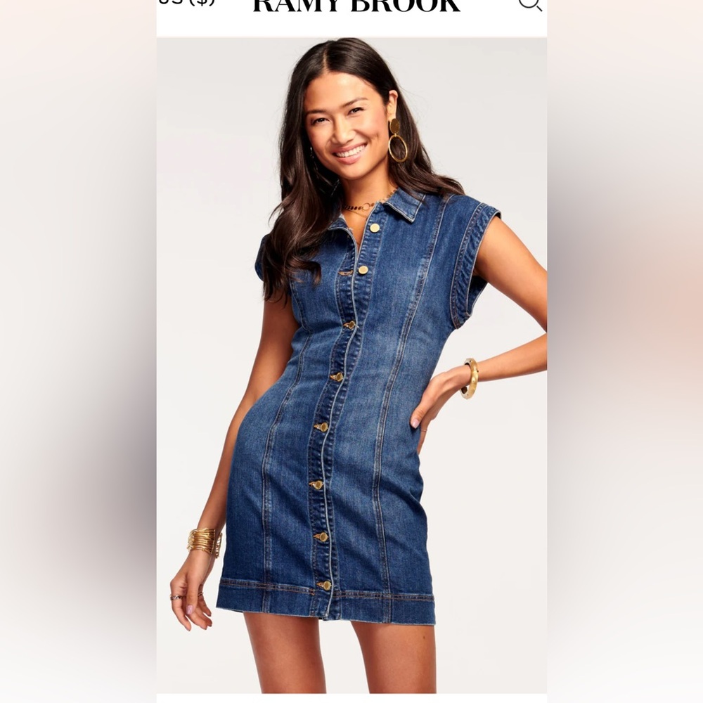 Ramy Brook Dark Blue Button-Down Mini Dress
